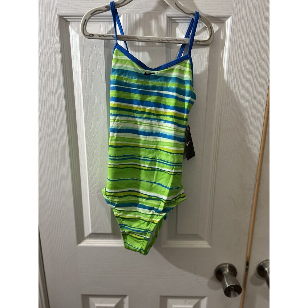 Nike Girls 12 Swimsuit ATHLETIC Blue Green